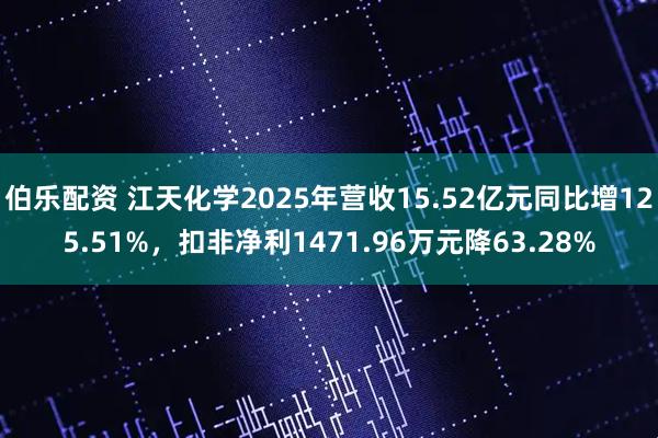 伯乐配资 江天化学2025年营收15.52亿元同比增125.51%，扣非净利1471.96万元降63.28%